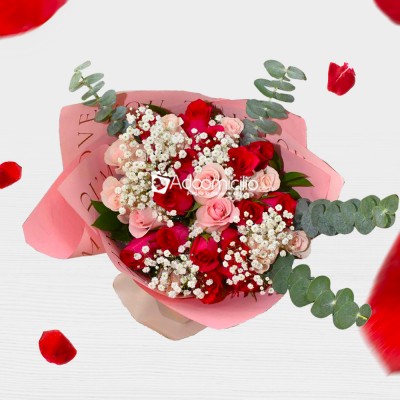 Bouquet De Rosas Rojas Y Rosadas Para San Valentín A Domicilio En Medellín 