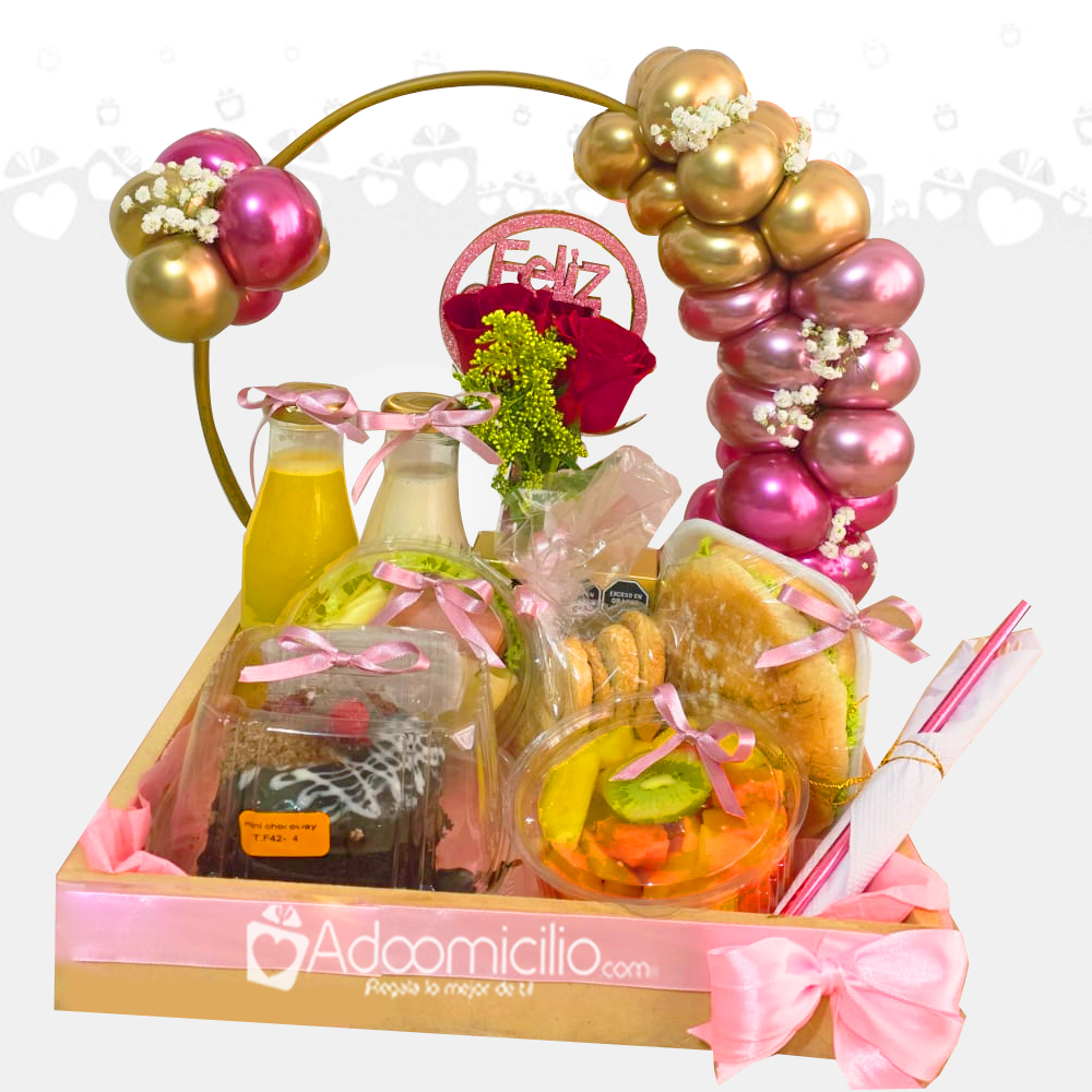 Desayuno Sorpresa Para El Día De La Mujer Con Flores A Domicilio En Manizales Pedido Con Un Día De Anticipación 